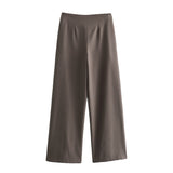 New Collar Minimalist Blouse Middle Waist Trousers Suit-Outfit
