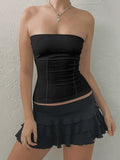 Paneled Solid Color Bandeau Top-Outfit