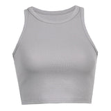 New Women's Wear Rib Solid Color Knitted I-Collar Vest Exposed Navel Sexy Generation-Outfit