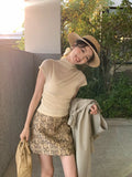Fongt Xixi 13 Lines 2025 Spring New High Waist Half Skirt A Word Bag Hip Short Skirt 85115