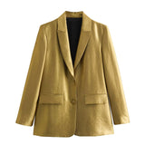 Early Spring, The New Gold Straight-Cut Suit Jacket 8753599 Vertical Trousers Suit-Outfit