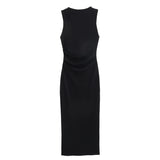 New Wrinkle Decorative Thread Slim Dress 1044158-Outfit