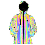 Autumn And Winter New Dazzle Color Reflective Jacket Men's Colorful Laser Plus Size Hooded Jacket-Outfit