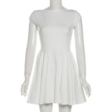 Short Sleeve Backless Mini Dress-Outfit
