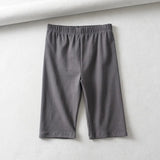 women cotton high waist elastic pure color slim Knee-Length bike shorts