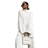 Fongt And Autumn Women's Knitting Knitting Hood Loose Irregular Thick Sweater Street Trendy High-Neck Knitting Shirt