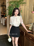 Fongt Xixi 2025 Summer New Korean Version Of The Temperament Flower Chiffon Short-Sleeved Shirt Women Top Women 89362