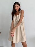 Fongt Cotton Dress Woman 2025 New Spring And Summer Holiday Wind Loose Sling Skirt A-Word Skirt