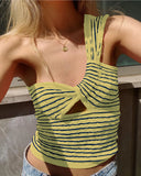 Fongt Spring And Summer Explosion Women's Striped Single-Slanted Shoulder Knitted Wool