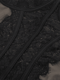 Lace Paneled Mesh Corset Top-Outfit