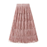 Fongt Folded Tuxedo Skirts Women's Summer New Fried Street Niche Temperament With Thin Half Skirt 0666