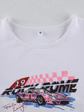 Moto Car Printed Crop Top-Outfit