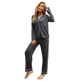 Fongt Women Autumn And Winter Solid Color Long Sleeve Cardigans Trousers Can Be Worn Outside Home Clothes-Outfit