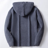 Fongt Men's Autumn And Winter Double Buckle Thick Hooded Knitted Jacket Casual Cardigan Sweater