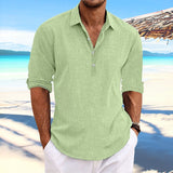 Fongt Men's 2025 Summer New Set-Fashion Teen Fashion Loose Long-Sleeved Home Casual Shirt.