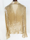 STREET Newest 2023 Designer Blouse Women's Flare Sleeve Glitter Sequined Gauze