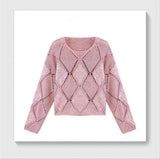 Fongt 2025 Women's Lazy Knitwear - Hollow Bead Design Elegant Temperament Commuter Ice Silk Fabric