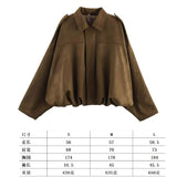 Fongt Spring Pilot Jacket Bat Sleeve Zipper Loose Tuffen Jacket Women's Casual Jacket