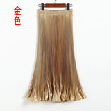 Fongt Luster Polyester Pressure Folded Half Skirt Original Single Long Skirt Silk Clear Silk #8035