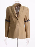 Fongt Small Suit 2024 Autumn New Suit Collar Long Sleeve Folding Sleeve Belt Buckle Design Sense Coat Female-Outfit