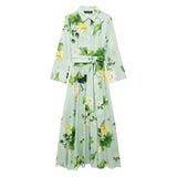 Summer Flower Printed Shirt-Style Belt Dress 2183074-Outfit
