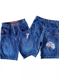 Shorts, Y2K Pants, Harajuku, Hip-Hop, Lucky Seven, Vintage Blue Baggy Jeans-Outfit