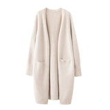 Autumn And Winter New Women's Sweater Long Coat Temperament Pure Color Outside The Shawl Sweater-Outfit