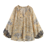Fongt For Women's INS Burst Metal Color Line Printed Shirt + Printed Skirt