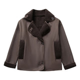 New Lamb Wool Loose Version Lapel Jacket Jacket-Outfit