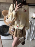 Yellow Stripe Red Buttoned Knitted Cardigan-Outfit
