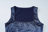 Blue Sequin Bodycon Sleeveless Square Neck Mini Dress-Outfit