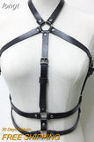 Faux Leather Hollow Out Crop Top Women Link Chain Long Tassel Tank Tops Stage Performance Costume Party Rave Festival