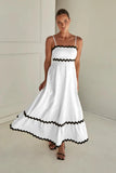 Fongt Summer New Solid Color Lace Stitching With Elegant Strapless Oversized Hem Dress-88106-Outfit