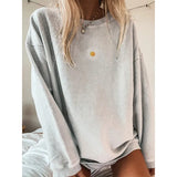 Autumn Daisy Printed Pullovers Sweatshirts Women O Neck Long Sleeve Streetwear Loose Oversize Sweatshirt Sweatshirt