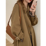 Korean Winter Long Overcoat Outwear Loose Full Sleeve Single Breasted Femme Elegant Woolen