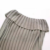 New Pickled Rib Lapel Zipper Slim Short Knitted Blouse 3433110-Outfit