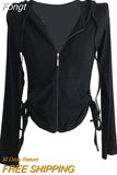 Style T-shirts Women 2023 Autumn Hooded Ins Prevalent Tops Slim Long Sleeve Coat Daily Minimalist Hot Selling Chic