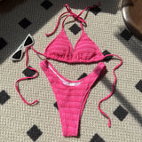 2024 New Sweet Sexy Drawstring Strap Split Swimsuit Bikini
