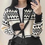 Vintage Jacquard Print Zip Up Cardgan-Outfit