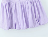 Buttoned Puff Ruched Mini Dress-Outfit