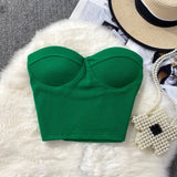 Fongt Color Strapless Vest Female Wearing Sexy Hot Girl Short Crop Slim Thin With Chest Pad-Outfit
