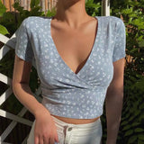 Slim Short Sleeve V-neck Sexy Clothes Tee