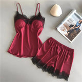 Fongt Pajamas For Women In Summer Sexy Ice Silk Two Sets Of Silk Home Clothes To Pack Large-Size Thin