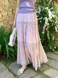 Fongt Xixi 2025 Summer New Temperament Thin Lace High Waist Skirt French Large Swing Cake Skirt 85171