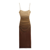 Summer Silk Screen Printed Pleated Garter Dress 3067254 716-Outfit