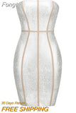 2023 New Summer Women's Silver Strapless Print Sexy Tight Maxi Mini Bandage Dress Sexy Elegant Celebrity Party