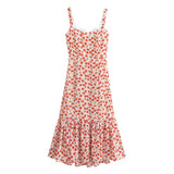 2024 New French Style French Retro Pure Color Lace Fake Two Sling Dresses-Outfit