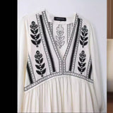 Spring Embroidered V-Neck Short-Sleeved Dress 1821022-Outfit