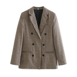 Fongt Autumn New Lattice Double Buckle Coat Personality Suit 2025 Top 5 Color