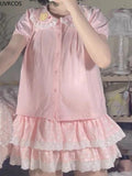 Sweet Bow Lolita Cake Skirts Womens Kawai Lace Ruffles Pleated Skirt Girl Japan Elegant High Waist A-Line Y2k Short Skirt-Outfit